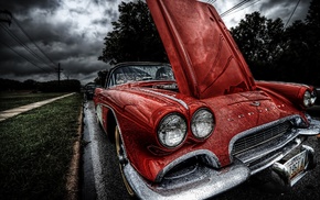 old car, car, 1961 Chevrolet Corvette, Corvette, HDR, red cars