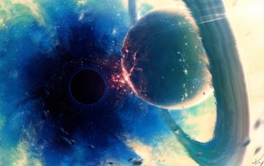 black holes, space, planet, planetary rings