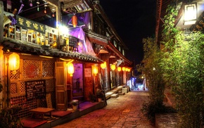 oriental, Asian architecture, night