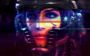 glitch art, cyberpunk, cyborg