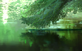 green, trees, The Garden of Words, anime, Makoto Shinkai