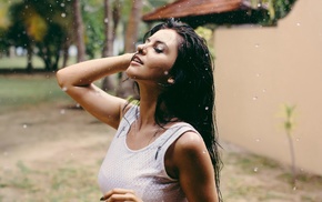 girl, rain, model, Aurela Skandaj
