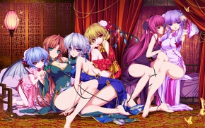 wings, tight clothing, thighs, cleavage, Chinese dresses, Touhou