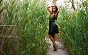 arms up, girl, plants, model, girl outdoors