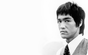 monochrome, Asian, closeup, Bruce Lee