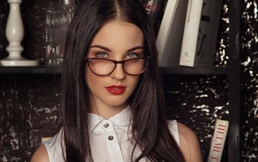 girl, portrait, model, girl with glasses, Alla Berger, face