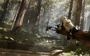 speeder bike, EA Games, Star Wars Battlefront, Star Wars, scout trooper, Endor
