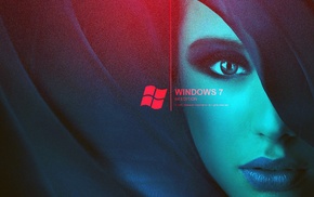 girl, window, simple background, Windows 7