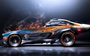 smoke, Super Car, car, artwork, digital art