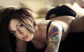 girl, tattoo, dark hair
