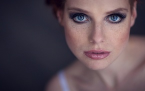 blue eyes, face, redhead, girl, freckles