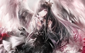angel, fantasy art, original characters, black hair