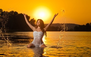 model, wet, girl