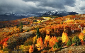 landscape, mountain, fall, colorful, clouds, nature