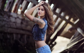 jeans, girl, tattoo