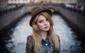 face, Irina Popova, blonde, river, girl