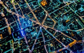 colorful, London, city, building, dark, aerial view