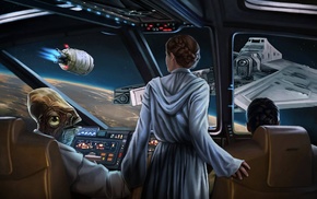 science fiction, Admiral Ackbar, Leia Organa, Star Wars, Princess Leia