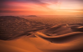 nature, desert, dune, Morocco, sunset, landscape