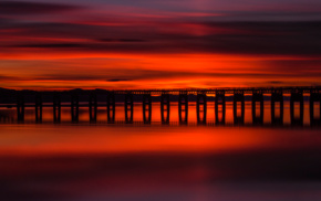 UK, reflection, bridge, Scotland, nature, sunset