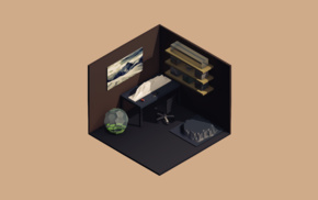 isometric, low poly, 3D