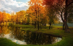 nature, Russia, trees, pond, landscape, fall