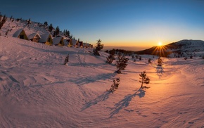 snow, sunrise