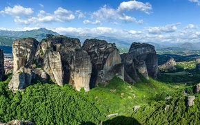 rock, landscape, forest, Italy