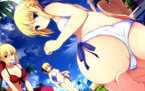 Fate Series, beach, Saber, bikini, ecchi