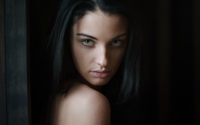 portrait, girl, brunette, face, Alla Berger, model