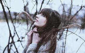 sweater, girl, girl outdoors, model, brunette