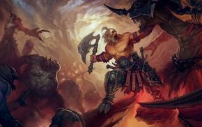 painting, Barbarian, illustration, Diablo III, fantasy art