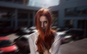 redhead, motion blur, girl, portrait, face