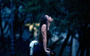 rain, girl, girl outdoors