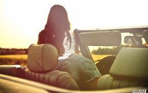 jean shorts, ass, car, back, girl