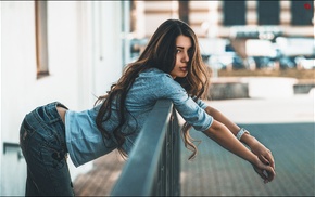 ass, long hair, girl, wavy hair, brunette, jeans