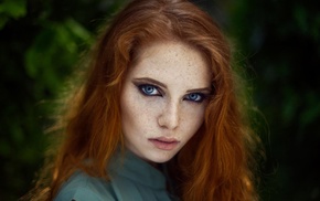 girl, blue eyes, portrait, freckles, face, redhead
