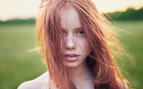 redhead, girl, girl outdoors, face