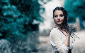 model, girl, girl outdoors, rain