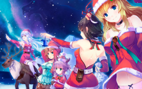 anime, Christmas, anime girls