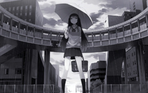 umbrella, schoolgirls, long hair, anime girls, anime
