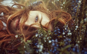 auburn hair, nature, face, redhead, girl, model