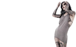 tattoo, girl, Kat Von D, model, arms up