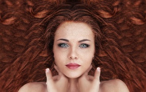 model, girl, redhead, long hair, face