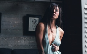 face, boobs, Kristina Chai, long hair, brunette, nipples through clothing