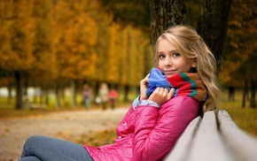 blonde, girl, park