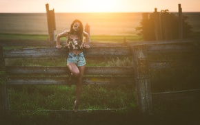 girl with glasses, girl, sunset, jean shorts