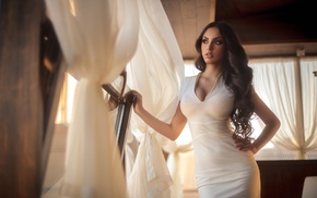 curvy girl, white dress, dress, girl