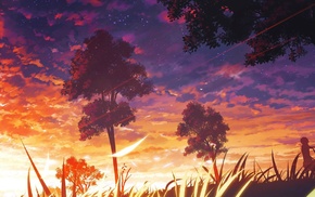 anime, sunset, sky