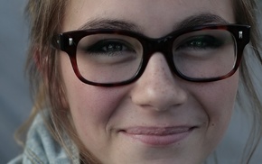 portrait, face, girl, girl with glasses